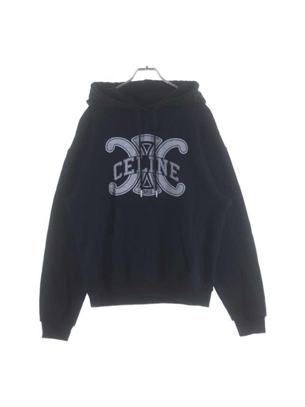 Celine Logo Print Hoodie Pullover Black